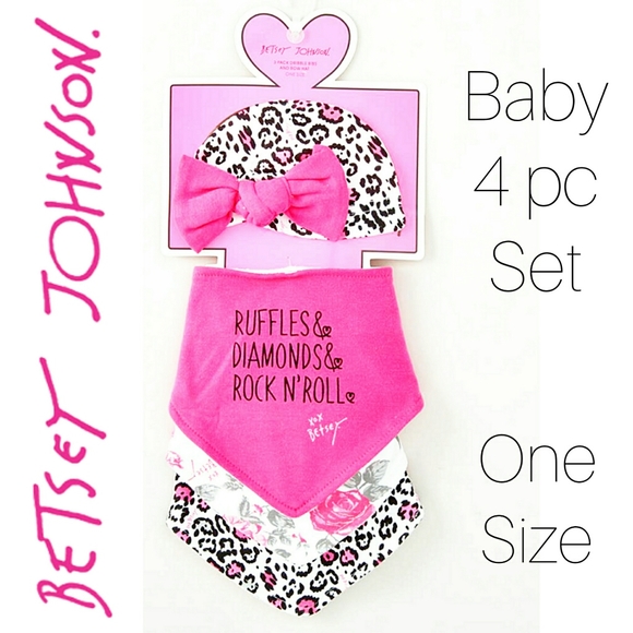 Betsey Johnson Other - 💖SOLD💖 Betsey Johnson Baby Bibs & Turban Hat Set